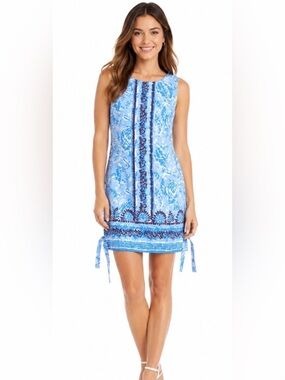 Lilly Pulitzer Mila Stretch Shift Dress Blue Peri Turtley 14